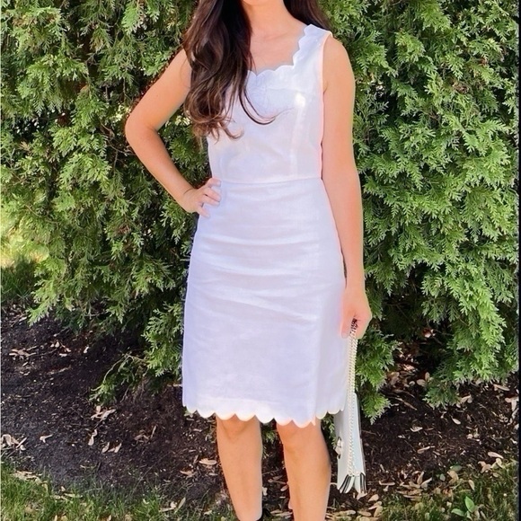 J.Crew Factory White Scallop Dress Sleeveless - Picture 3 of 11